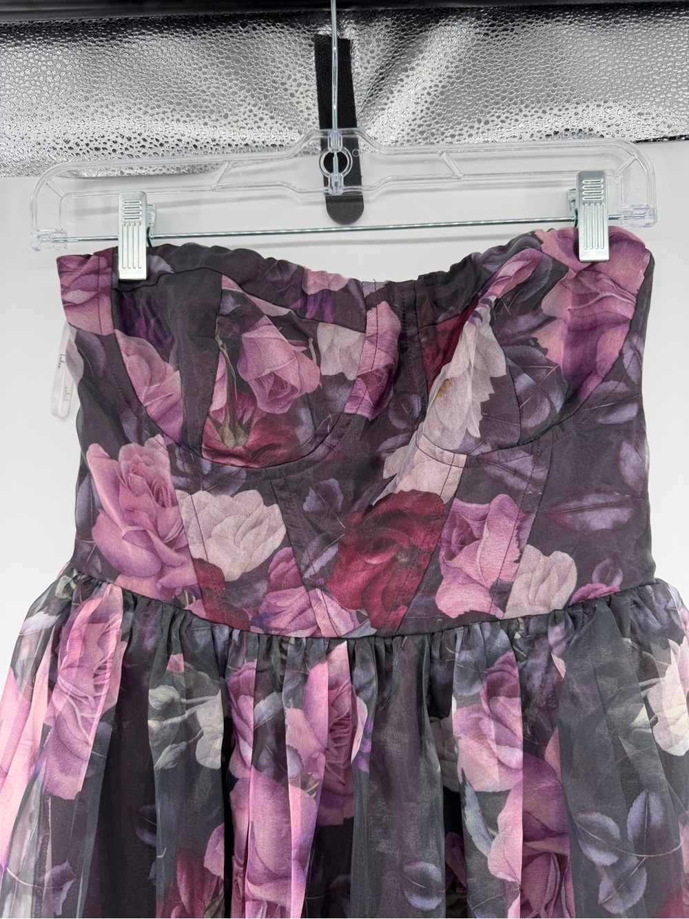 Lulu's Romantic Whimsigoth FairycoreBlack Strapless Floral MaxiDress w/Roses SzM - Picture 2 of 11